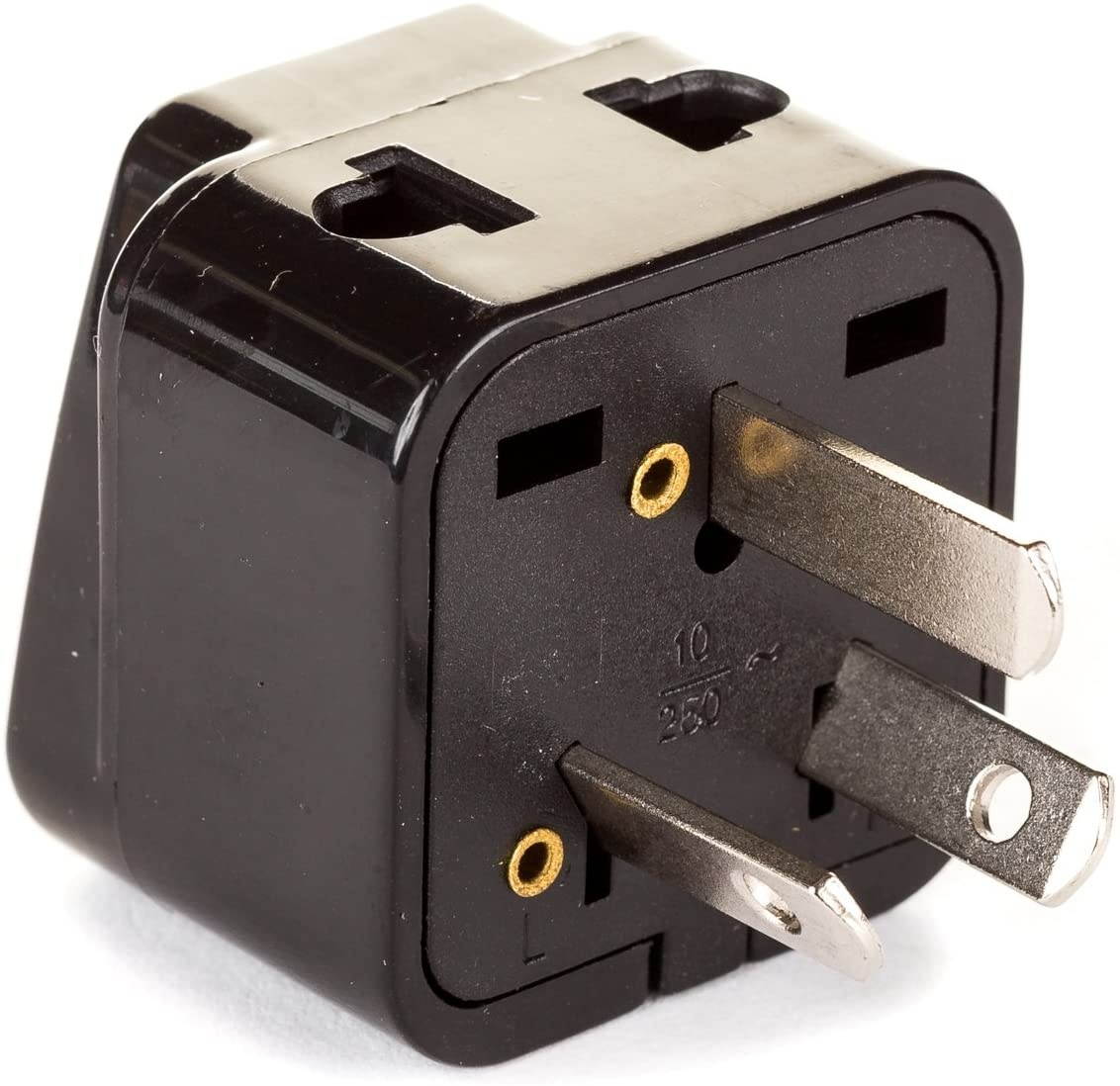 OREI 2 in 1 USA to Australia/China Adapter Plug - 2 Pack, Black