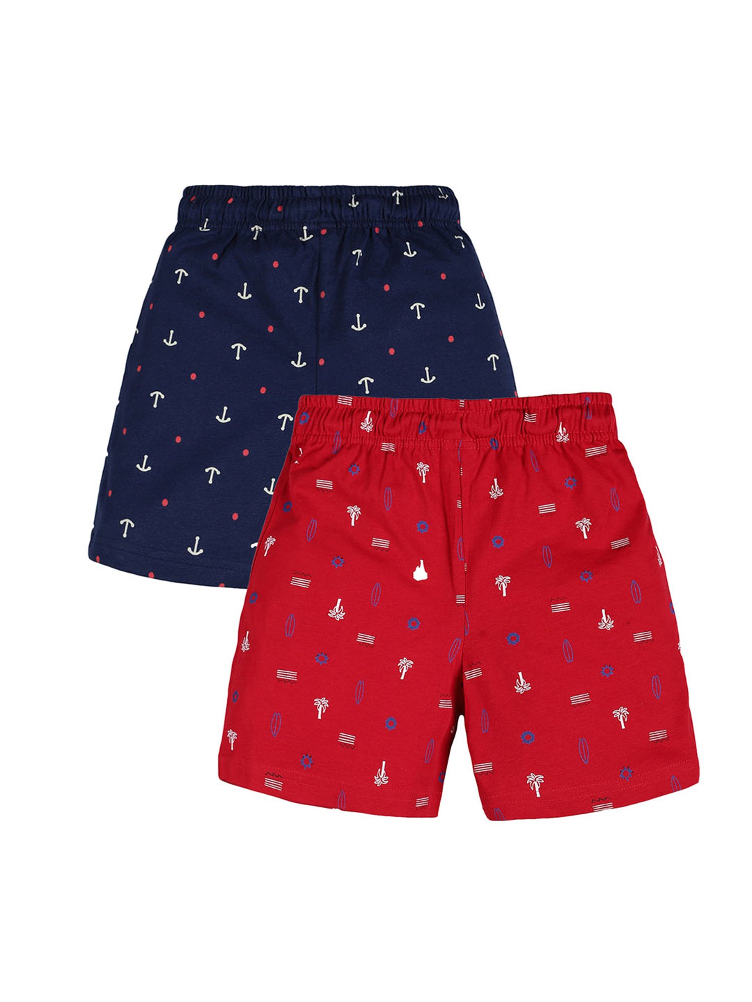 Plum Tree Kids Navy & Red Printed Shorts (Pack Of 2)