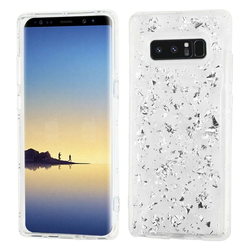 MYBAT For Samsung Galaxy Note 8 Silver Flakes Rubber Case