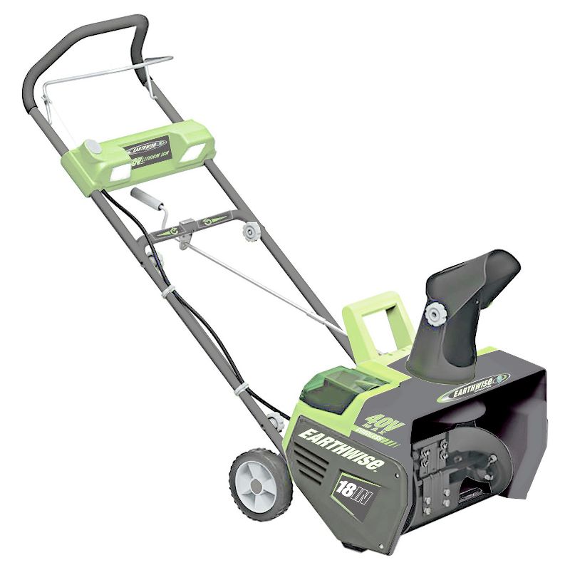 18" 40 Volts, 114 Watts Cordless Lithium Snow Thrower - Gray - Earthwise