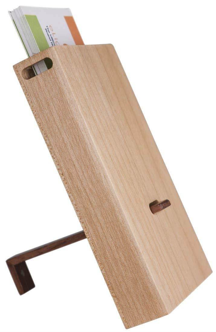Visol Products V805B Maple Wooden Desktop Business Card Holder
