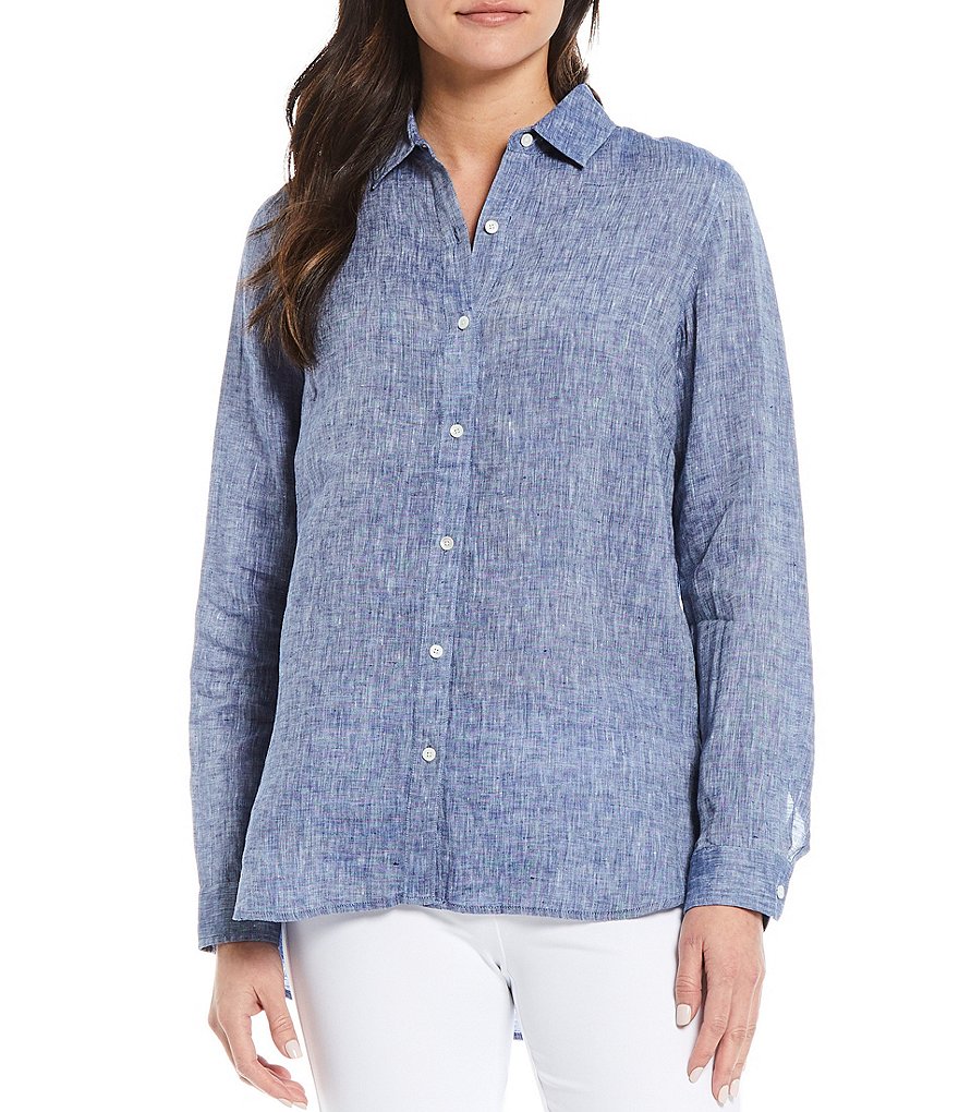 J.McLaughlin Britt Button Front Collared Linen Blouse