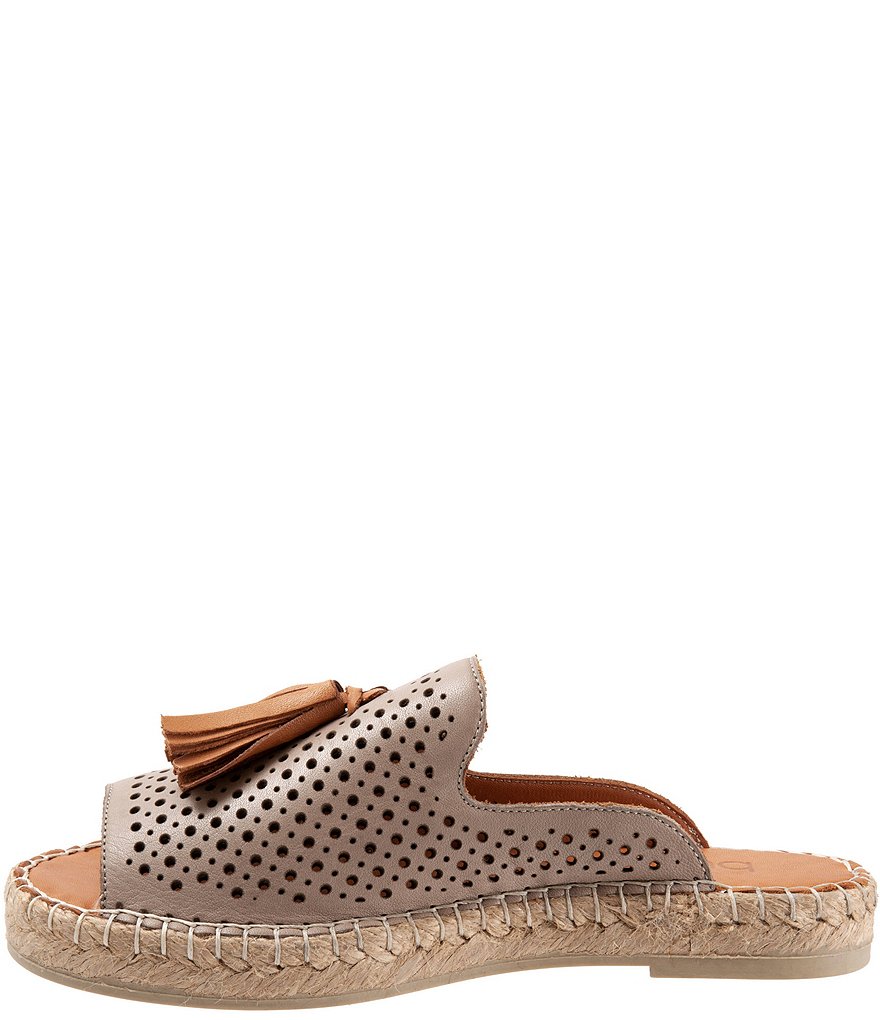 Bueno Navar Perforated Leather Tasseled Espadrille Slides