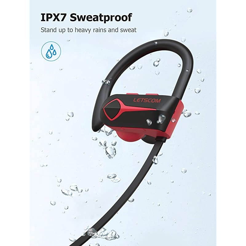 U8L Bluetooth Headphones, 15Hrs Playtime Wireless 5.0 Earbuds IPX7 Waterproof Sport Running in-Ear Headsets w/Mic Stereo Sound Noise Cancelling for Work Home Office