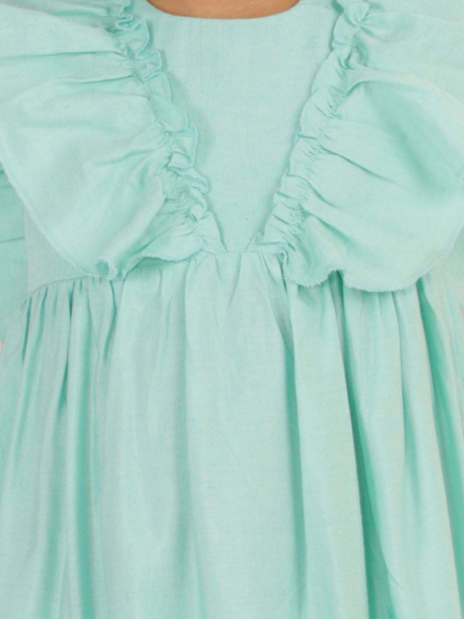 KidsDew Mint Green Cotton Straight Fit Dress