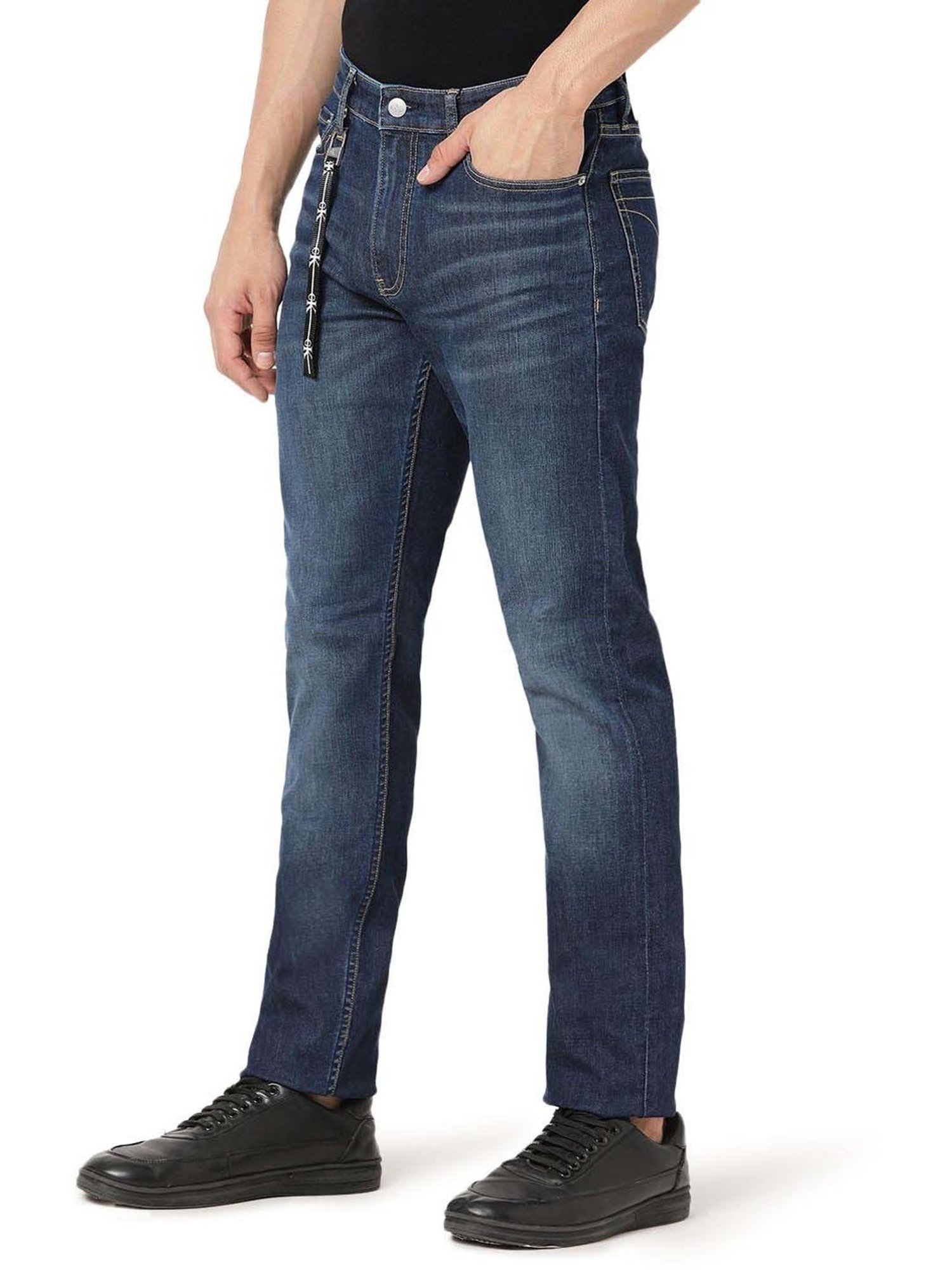 Calvin Klein Jeans Slim Dark Blue Hanger Loop Lightly Washed Mid Rise Jeans