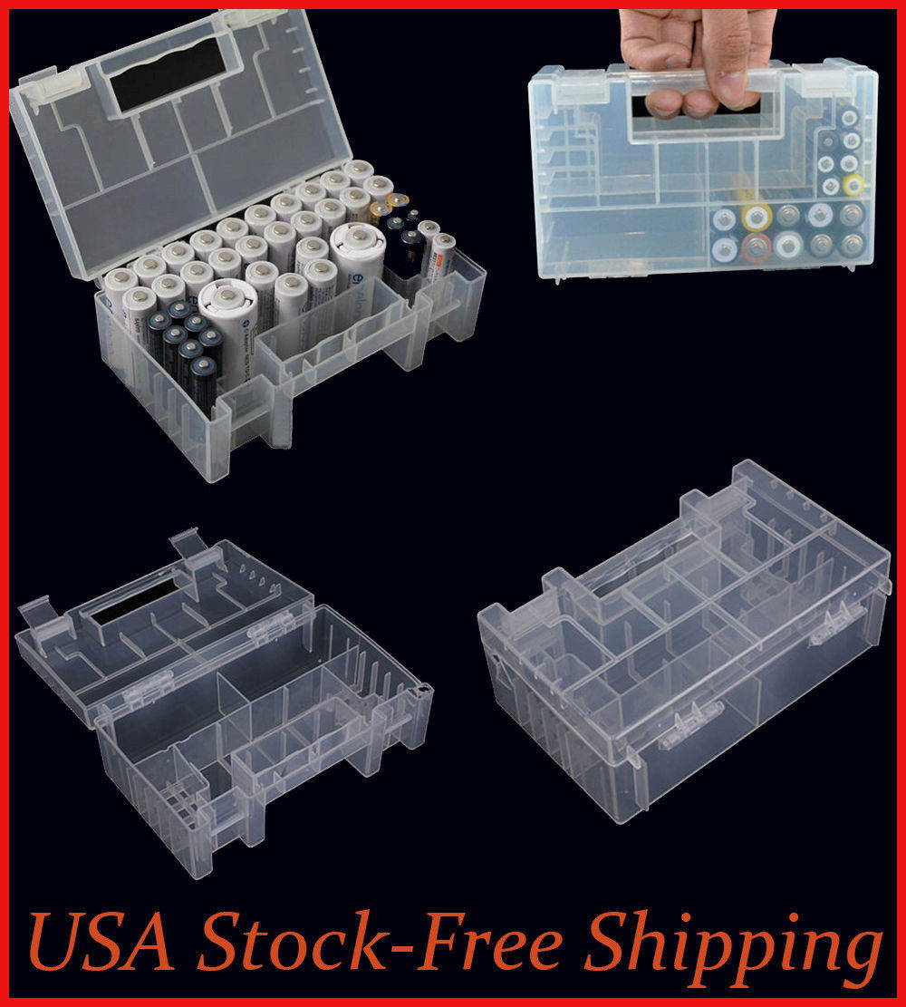AA AAA C Battery Case Storage Box Containers Holder Organizer Clear Plastic
