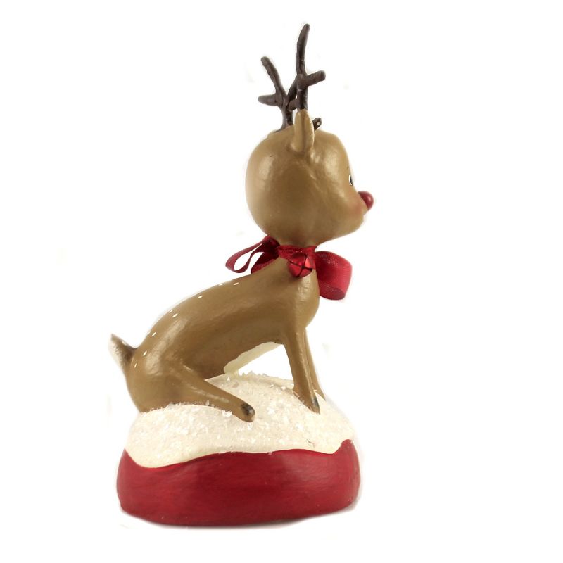 Christmas 7.25" Little Red Nosed Reindeer Antlers Jingle Bell  -  Decorative Figurines