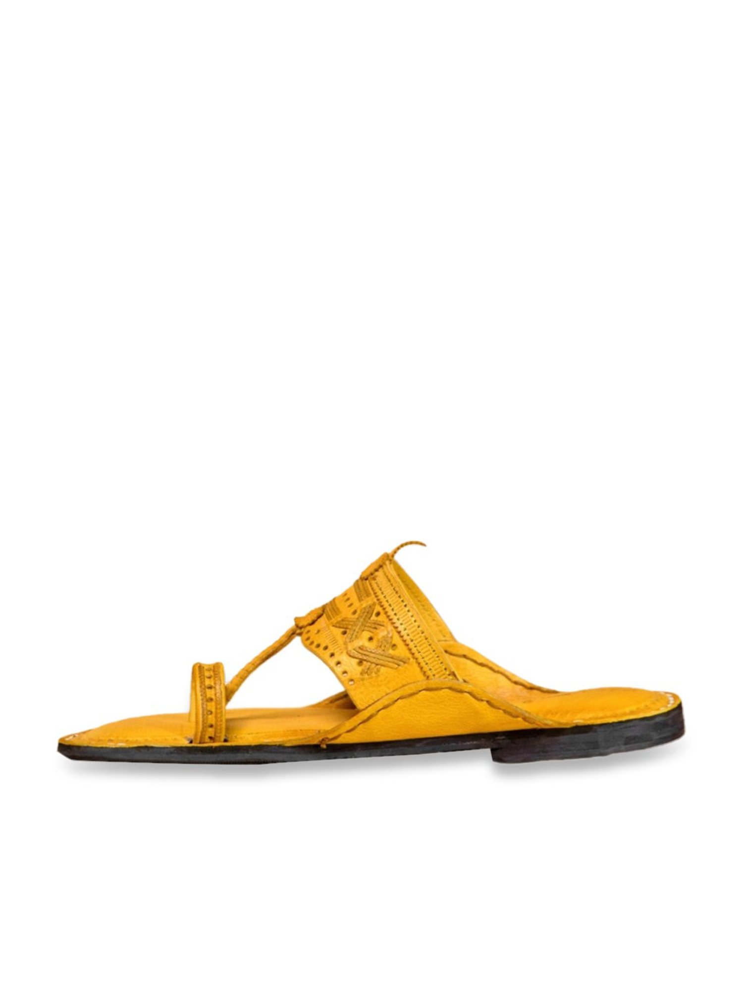 Kalapuri Men's Yellow Kolhapuri Sandals