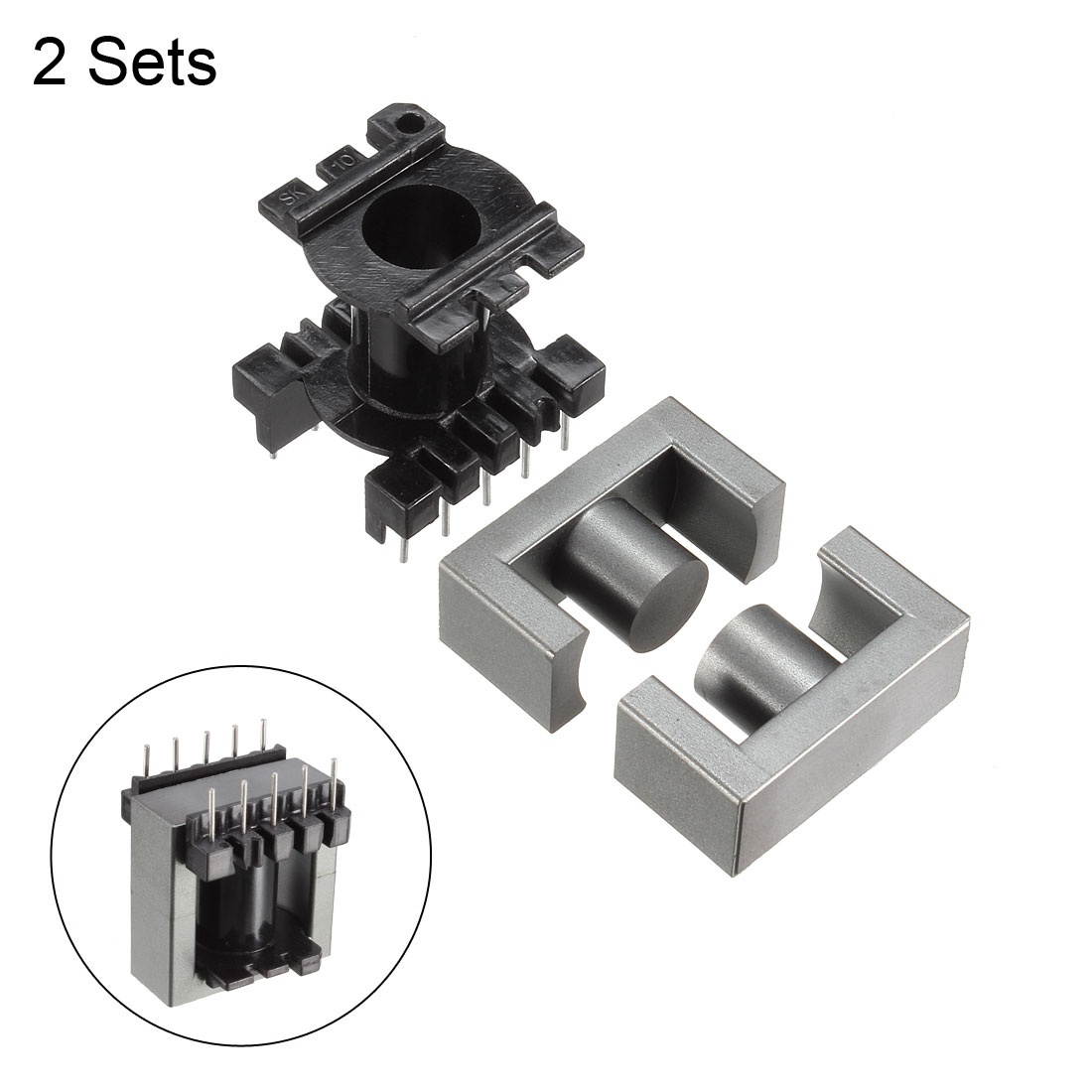 2 Sets EC28 5 with 5pin Transformer Bobbin PC40 Ferrite Core Vertical 4 Ferrite Halves and 2 Bobbin