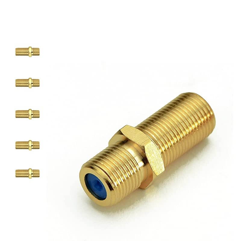 F81 Splice Connector 3GHz Female to Female FType Coaxial Cable Extension GoldPlated 5 Pack Part CONNF81G5PK