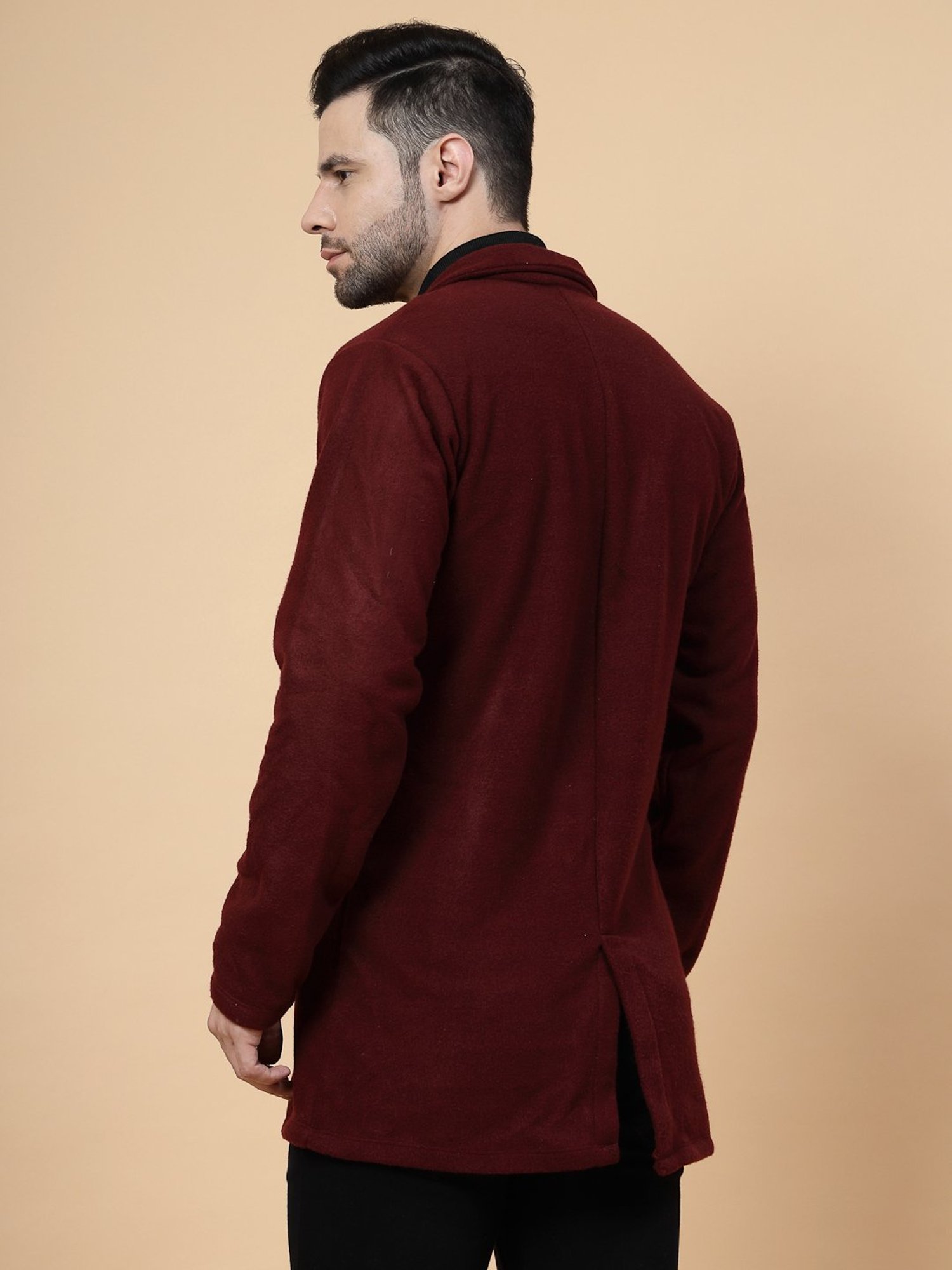 Rigo Maroon Regular Fit Overcoat
