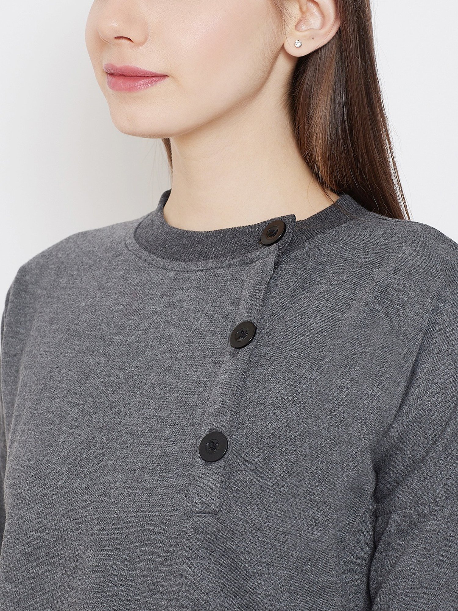 Belle Fille Grey Full Sleeves Sweatshirt