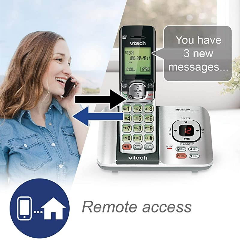 CS65292 DECT 60 Phone Answering System with Caller IDCall Waiting 2 Cordless Handsets SilverBlack