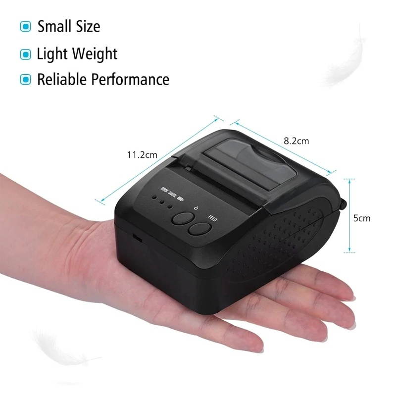 5809DD Portable Mini Direct Thermal Printer Wireless Thermal POS Receipt Printer USB/BT Mobile Printer EU Plug