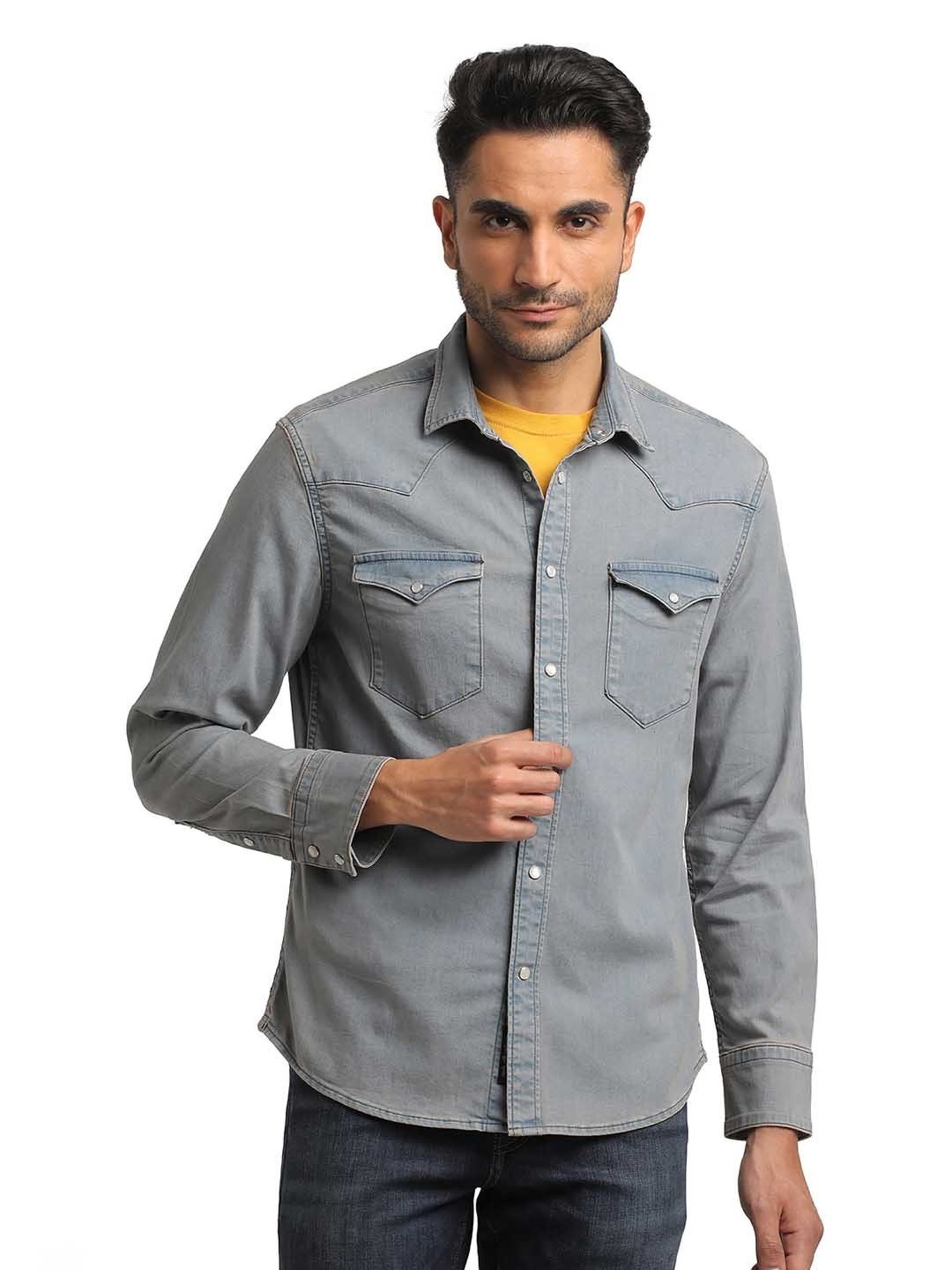 EVERBLUE Dusty Blue Regular Fit Shirt