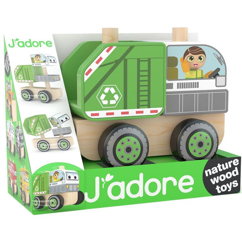 J&rsquo;adore Garbage Truck Wooden Stacking Toy