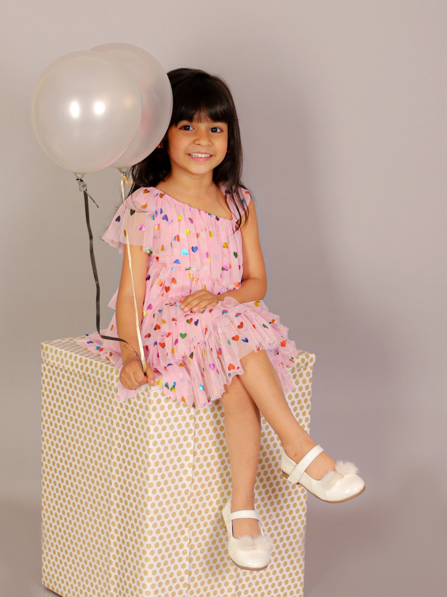 Lil Drama Kids Light Pink Printed Dress