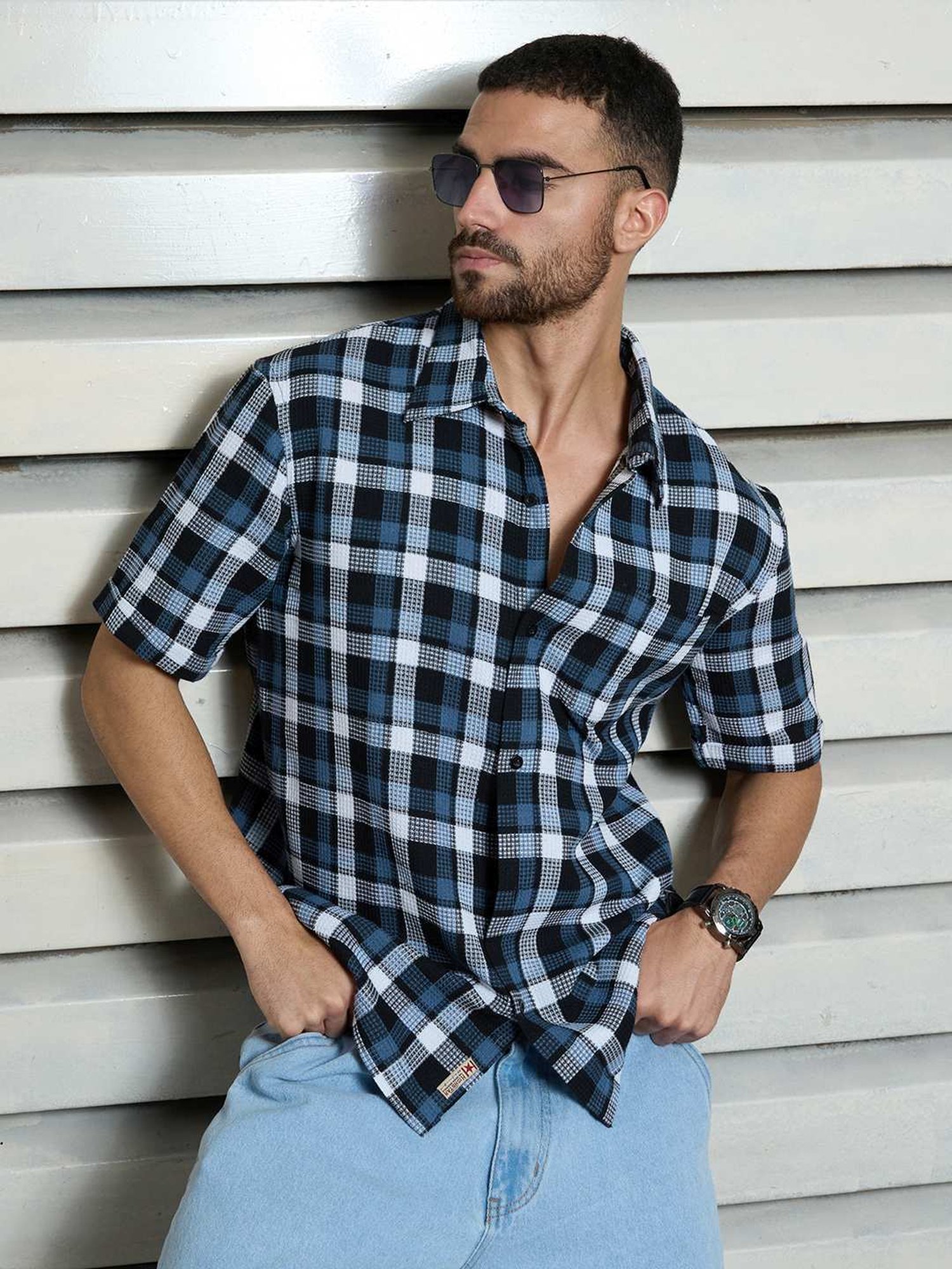 High Star Multi Cotton Regular Fit Checked Shirt