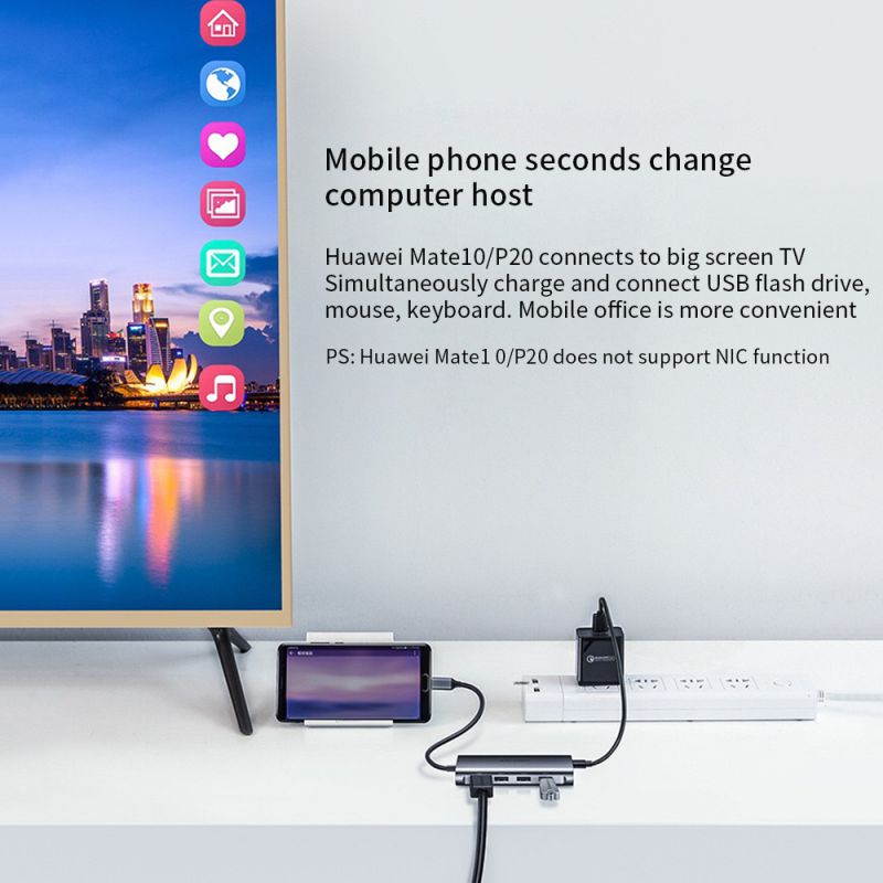 Type-C 8-In-1 Multi-Function Converter Single Hub Hdmi Network Card Multi-Card Reader Hub3.0 Simple Business Style