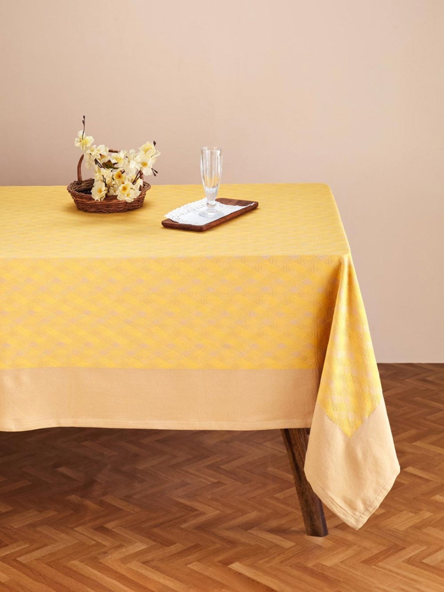 Romee Beige Cotton Checks Table Linen Sets