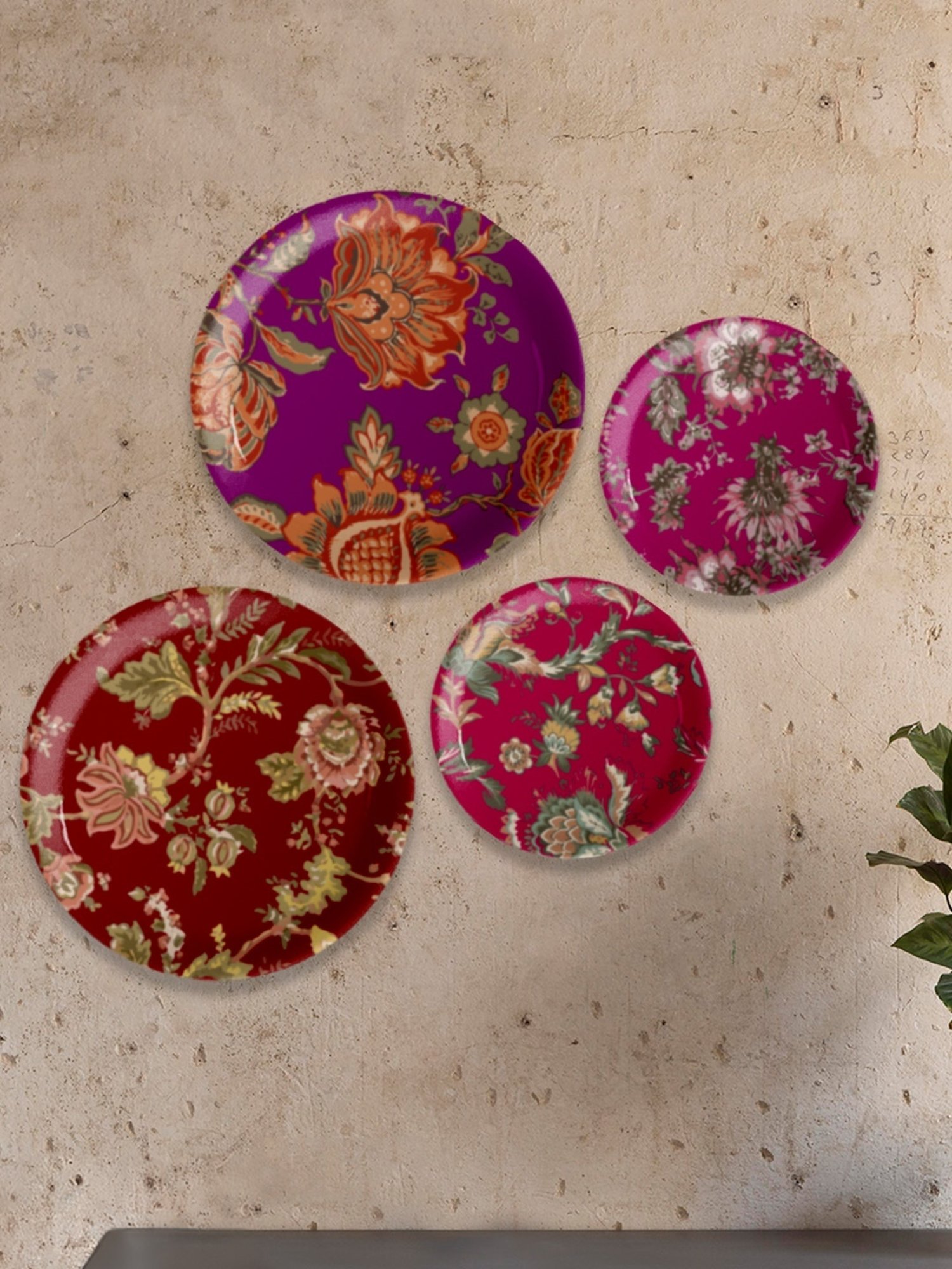 Nestroots Ethnic Pink Multicolor Porcelain Wall Plate