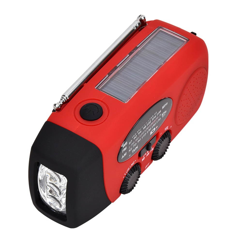 Portable Radio with AM/FM Flashlight Reading Lamp NOAA Weather Power Bank for Emergency Solar Powered Crank Handheld Radio