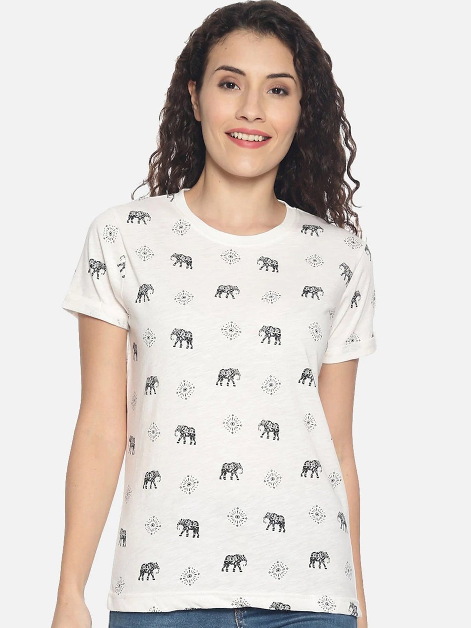 Kryptic Off White Printed T-Shirt