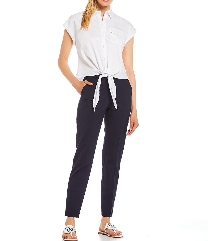 Antonio Melani Blaire Poplin Cap Sleeve Button Front Blouse