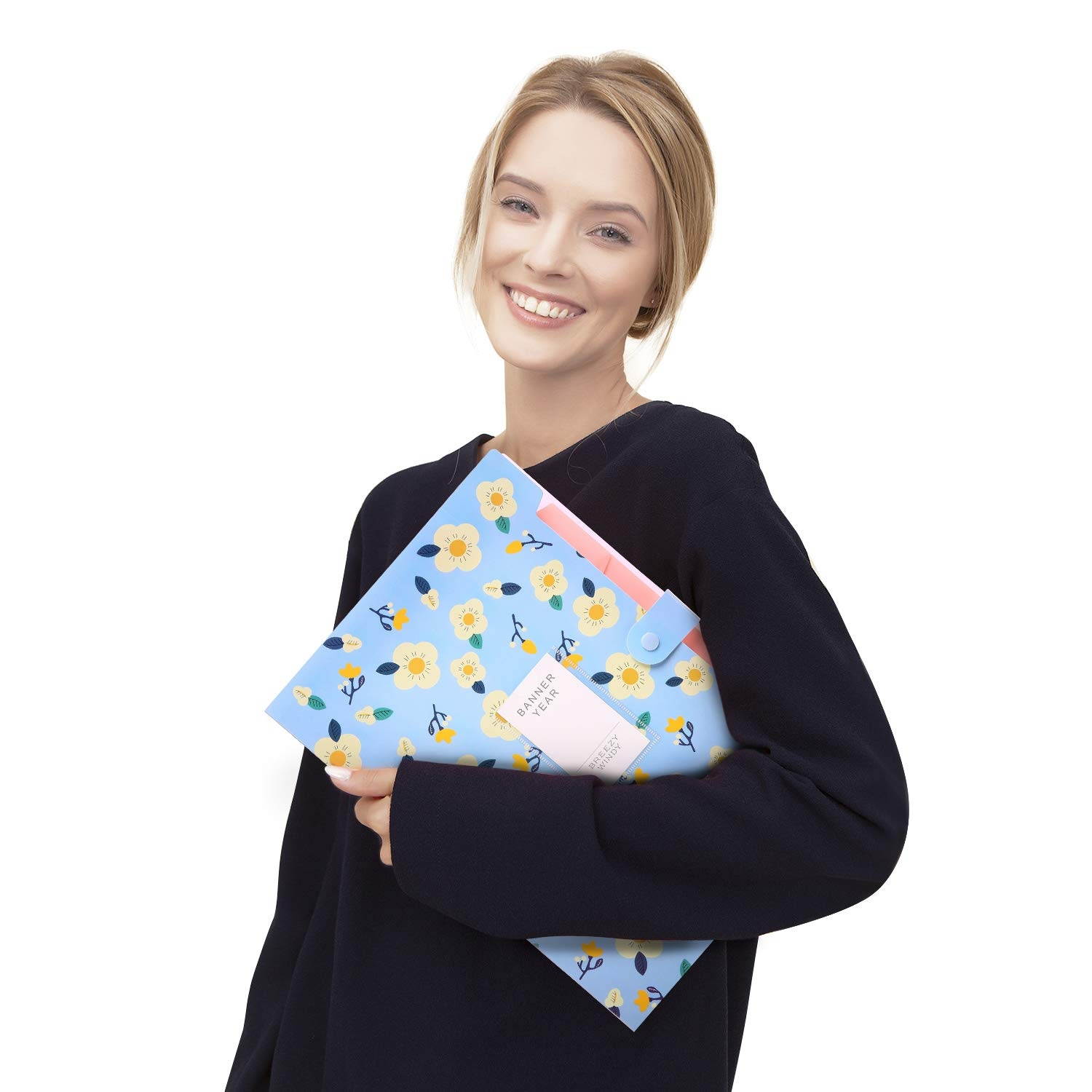 Skydue Expanding File Folders with 8 lables, Floral Printed Accordion Document Folder Organizer US Letter Size