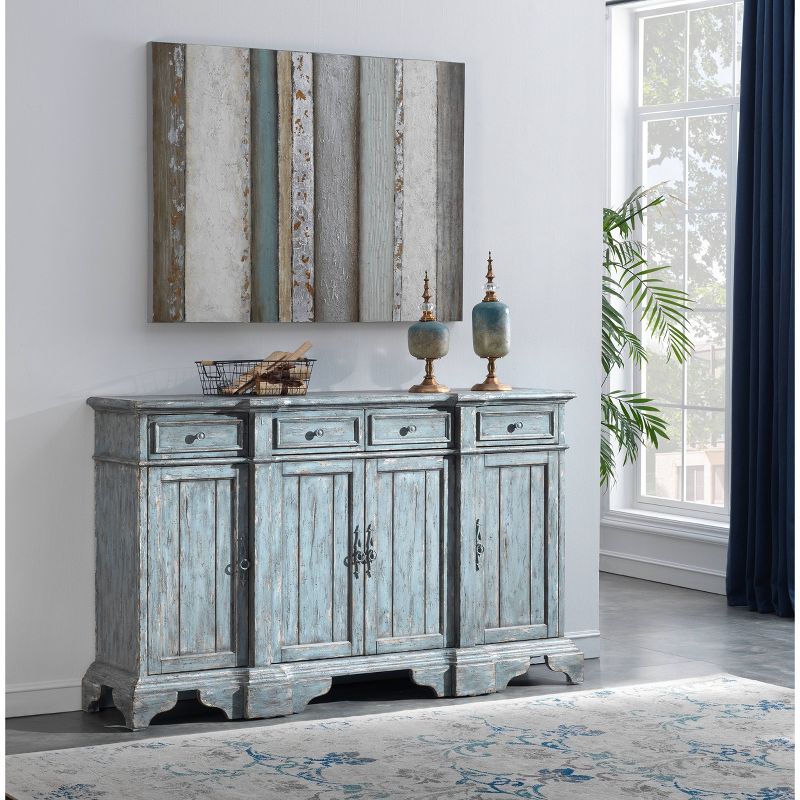 70" Bethany 4 Drawer and 4 Door Media Credenza for TV Blue - Treasure Trove Accents