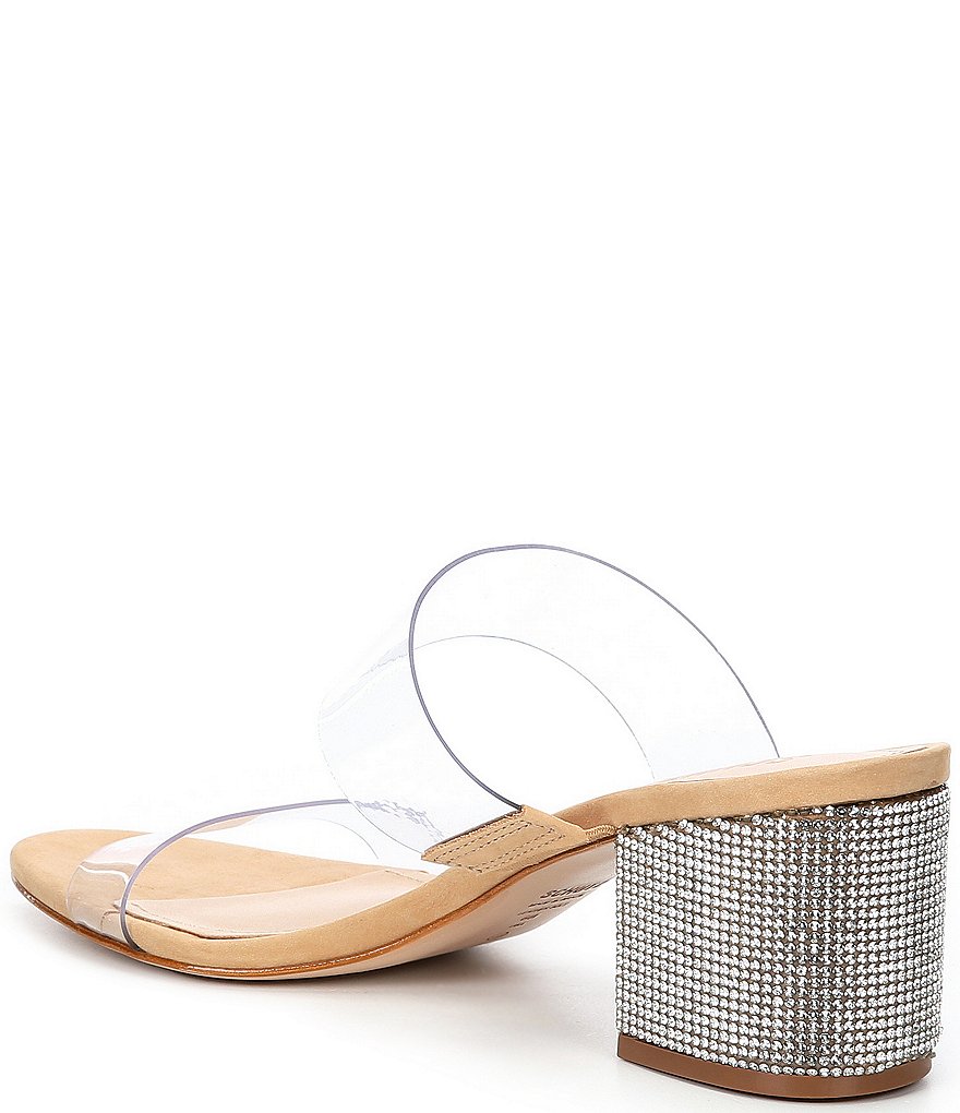 Schutz Victorie Crystal Studded Heel Clear Dress Slides