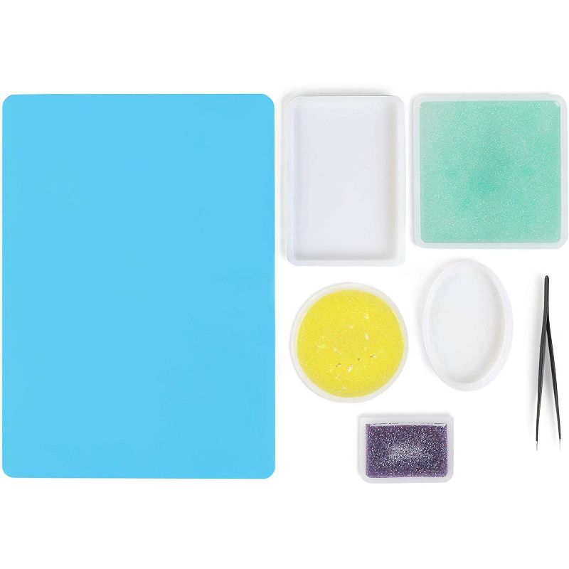 Bright Creations 7 Pack DIY Resin Coaster Kit with Silicone Mat and Tweezers for Jewelry, Arts and Crafts