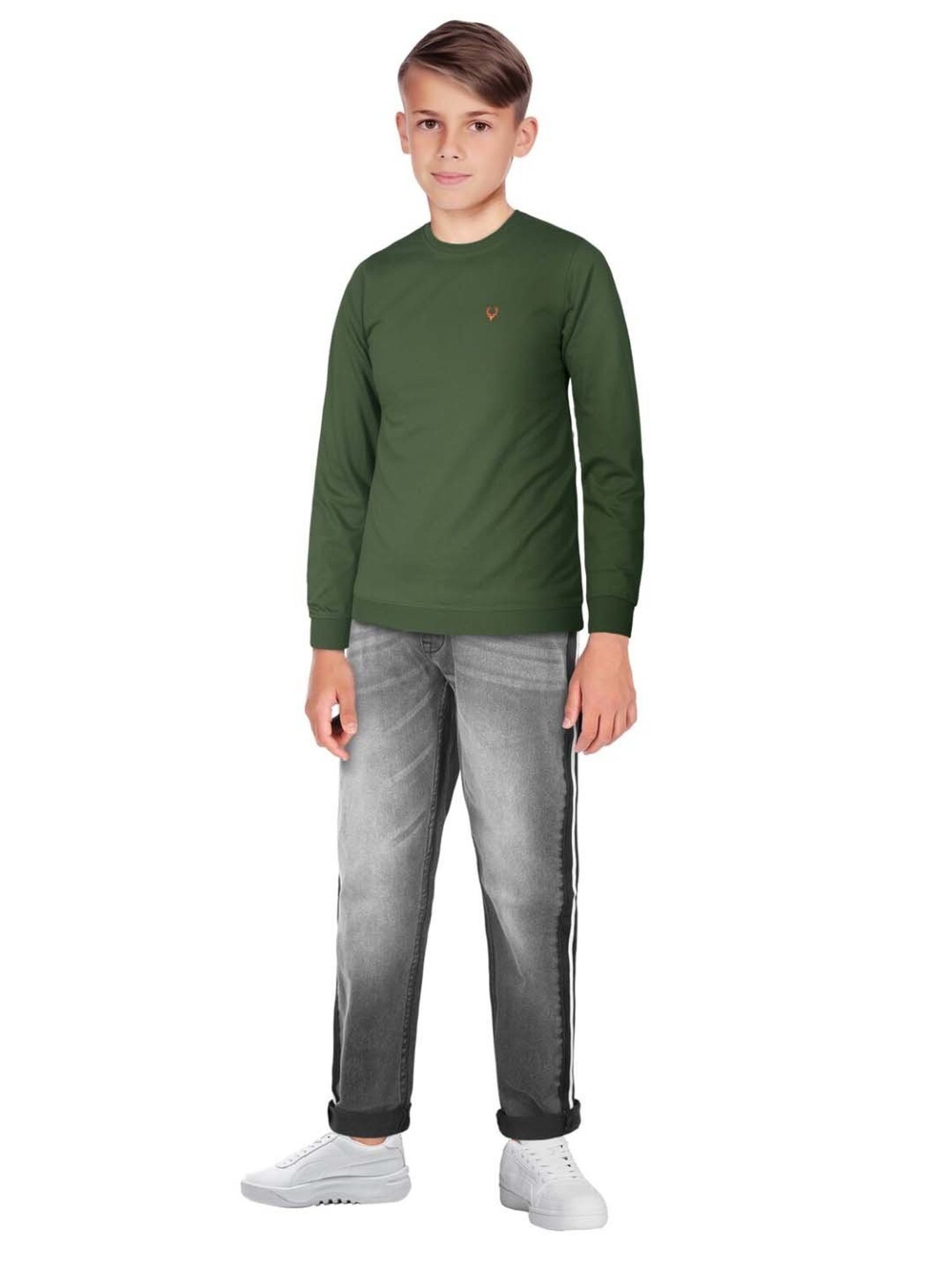 Allen Solly Junior Olive Logo Full Sleeves Sweatshirt