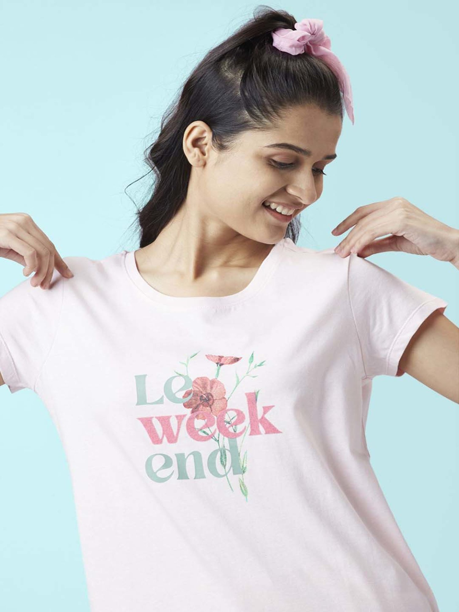 Dreamz by Pantaloons Pink Cotton Printed T-Shirt