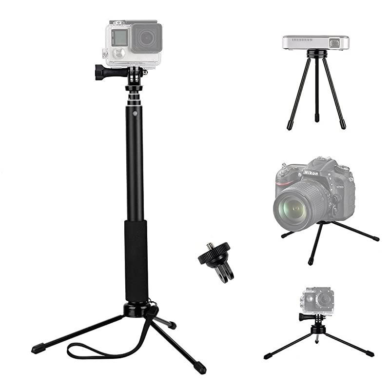 37inch Waterproof Action Camera Selfie Stick+Universal Mini Tripod Stand Compatible with Gopro Hero 765AKASO EK7000 Brave 4APEMANCrosstourCamparkTenkerCooau Action Camera