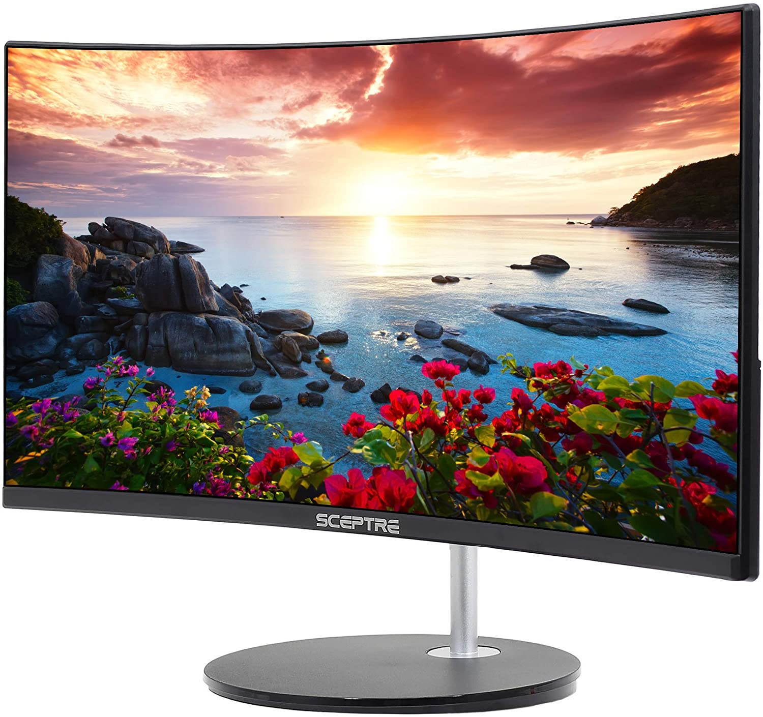 24" Curved 75Hz Gaming LED Monitor Full HD 1080P HDMI VGA Speakers, VESA Wall Mount Ready Metal Black 2019