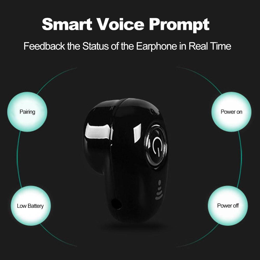 S650 Invisible 4g Earphone Bluetooth 4.1 Headphones In-ear Headset Stereo Music Earphone Smart Phone Earbuds Hands-free with Microphone Black