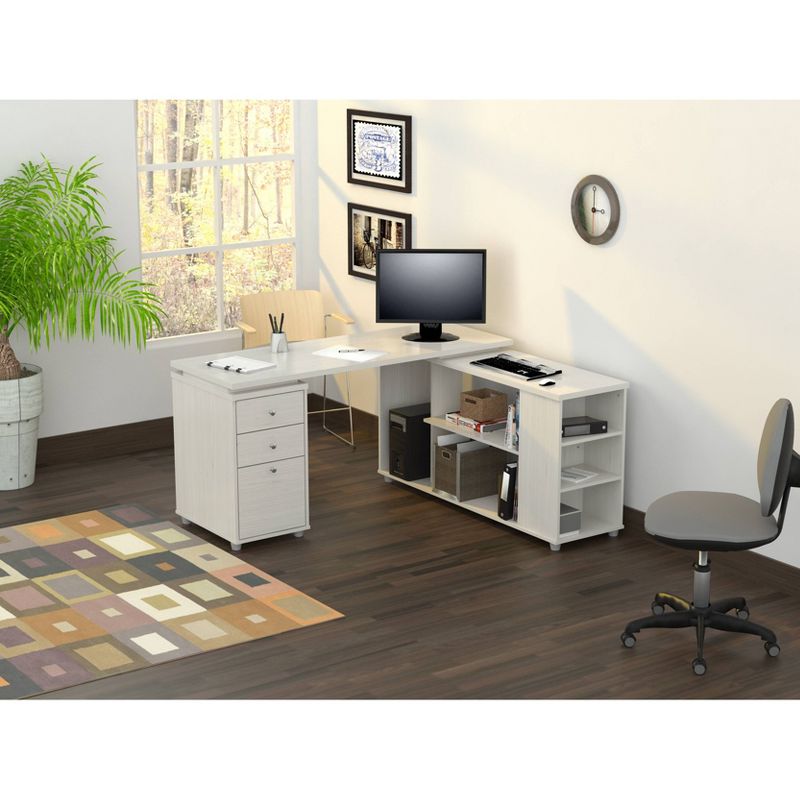 L Shaped Computer Work Station Washed Oak - Inval