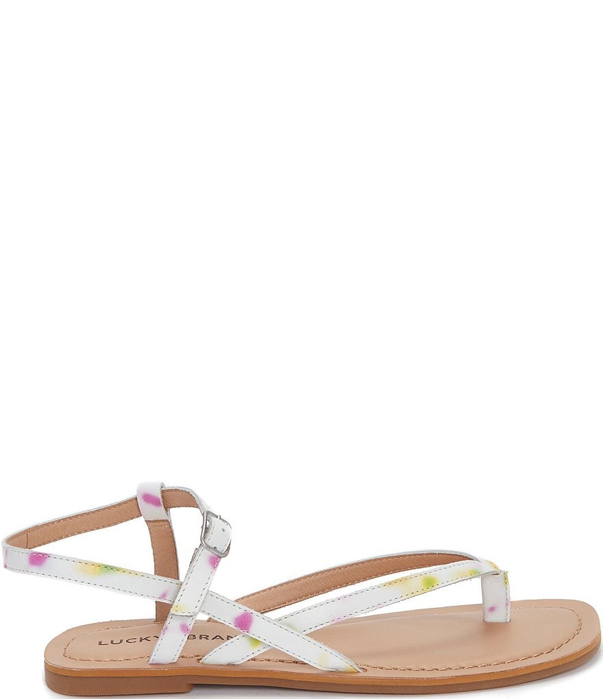 Lucky Brand Bylee Tie-Dye Printed Leather Thong Sandals