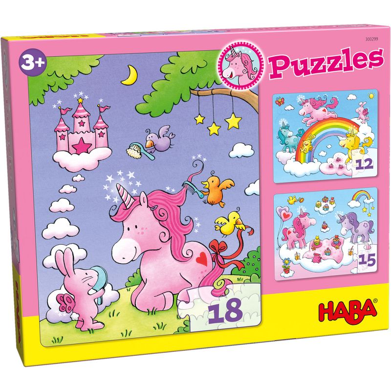 HABA Unicorn Glitterluck Set of 3 Jigsaw Puzzles