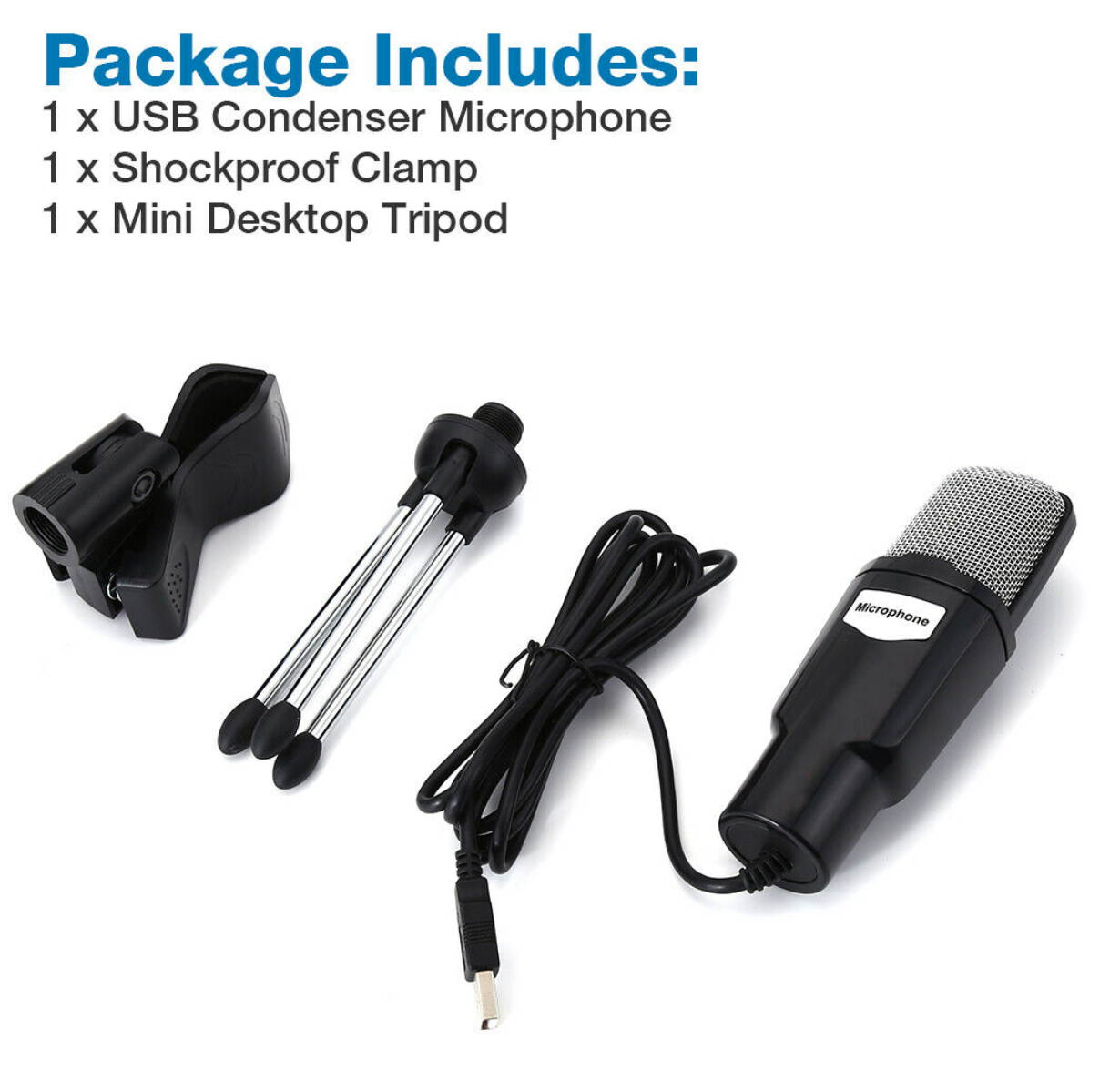 Professional USB Condenser Microphone Studio Sound Recording Mic w/Stand Tripod