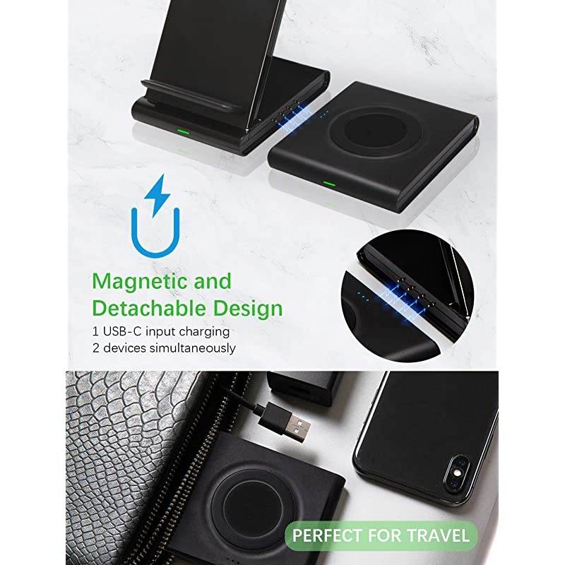 Charger Fast Charging Stand 2in1 Charging Station Dock for iPhone 11 ProMaxXXsXRAirPods2 Samsung Galaxy NoteWatchBuds