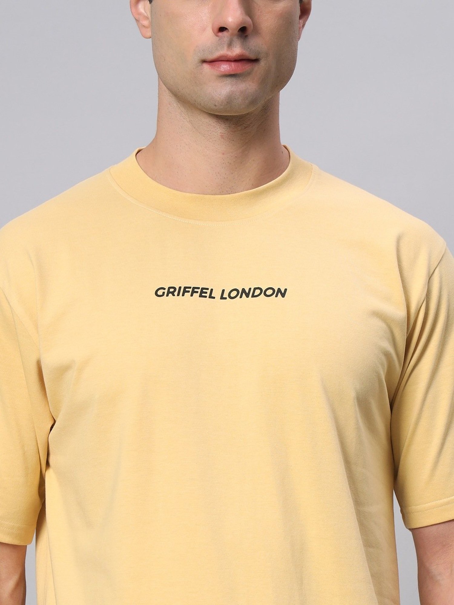 Griffel Yellow Cotton Loose Fit Logo Printed Co-Ord Set