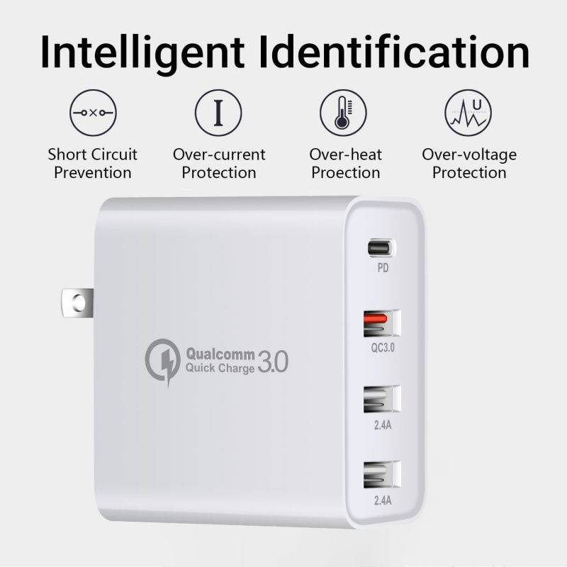 Gigbird 48W USB wall charger, 30W PD Portable Charger, Quick Charge 3.0 charger block, suitable for iPhone 12, 12 Pro, 12 Pro Max, 11, iPad, Galaxy S10e/S10/S9/S8/Plus, Note 9/8 and more.(Black)