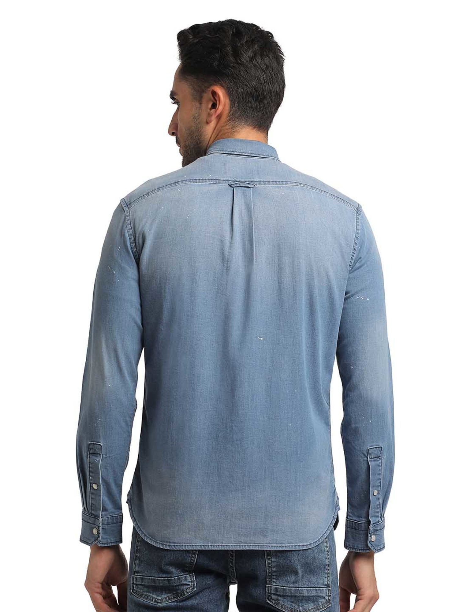 EVERBLUE Light Blue Regular Fit Shirt
