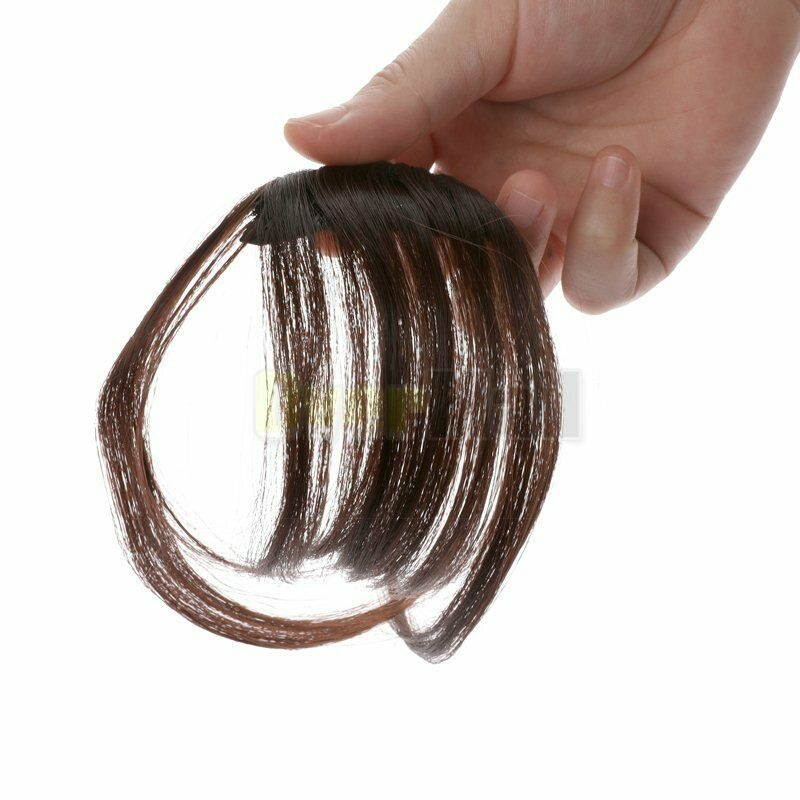 Thin Neat Air Bangs Remy Human Hair Extensions Clip in on Fringe Front Hairpiece