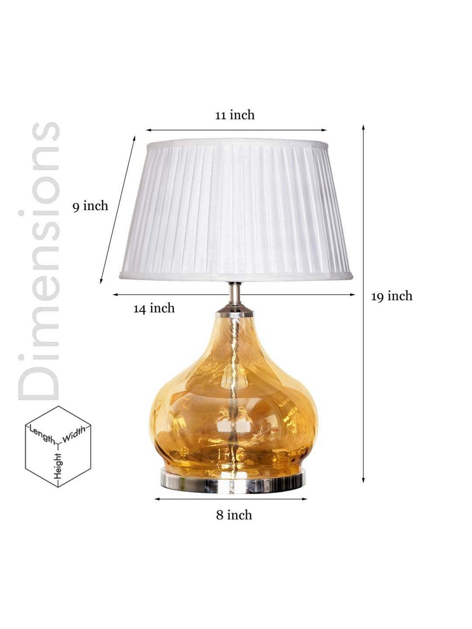 Kapoor Lamp Shades Amber & Nickel Glass Ingram Table Lamp With Cotton Shade