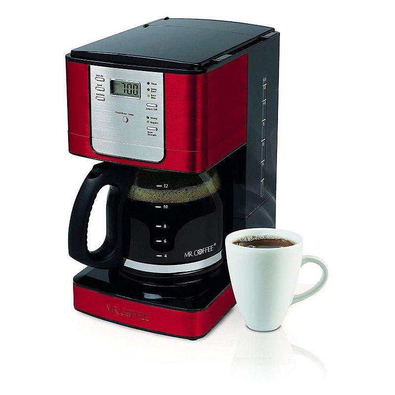 Mr. Coffee JWX36RB Small Advanced Brew 12-Cup Auto-Pause Programmable Coffee Maker, Red