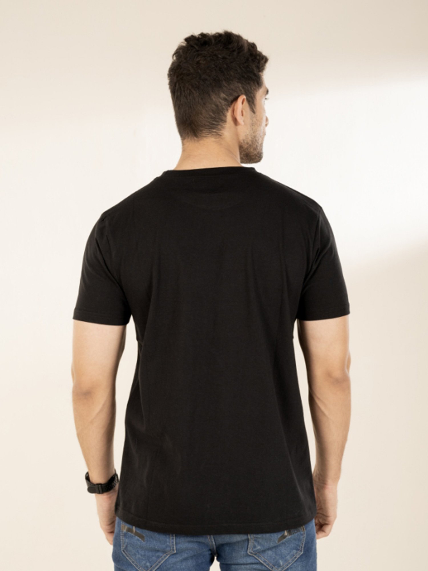 The Bleu Label Black Slim Fit Crew T-Shirt